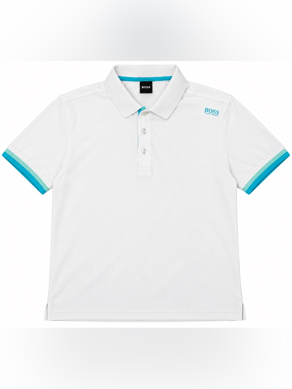 Hugo Boss White Polo with Turquoise Contrast Trim